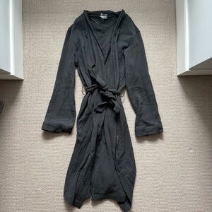 Women's Dark Grey Cotton Gauze Robe